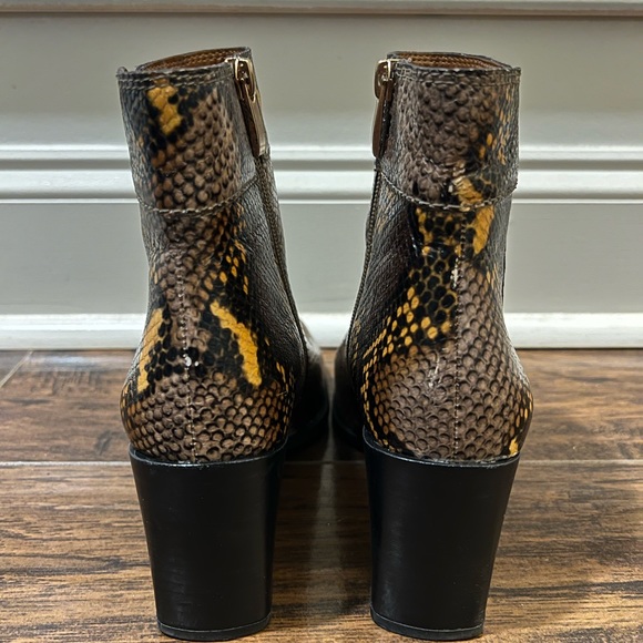 Franco Sarto Generous Snake Print Block Heel Ankle Boot Brown Women's 6.5 - Picture 4 of 10